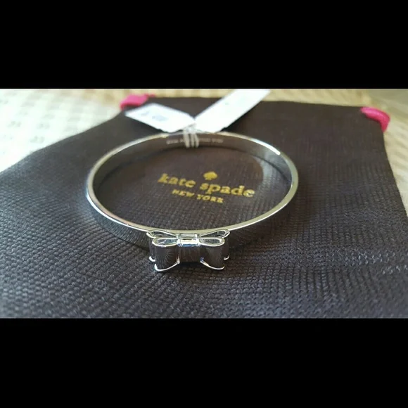 Kate Spade Moon River silver double bow bangle bracelet cuff - Picture 4 of 4